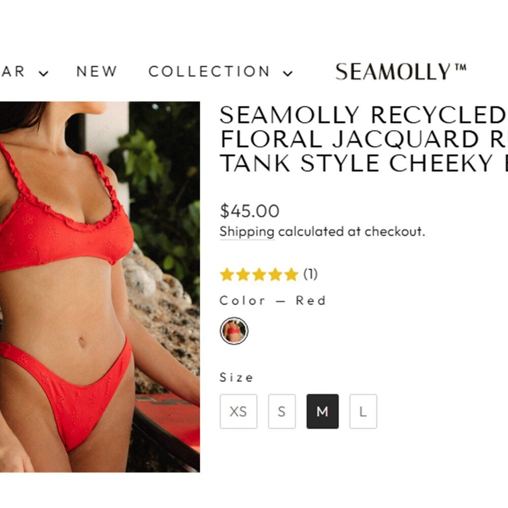 𝗦𝗘𝗔𝗠𝗢𝗟𝗟𝗬 Floral Jacquard Ruffles Tank Style Bikini Set 👙 NEW WITH TAGS! - Picture 15 of 15